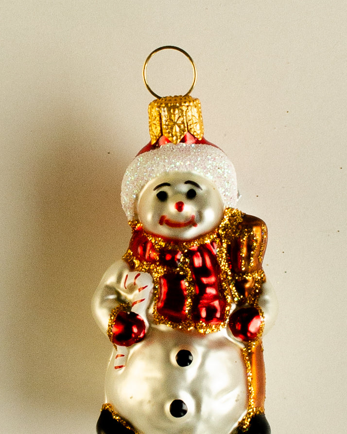 Snowman with Scarf Ornament Red Small