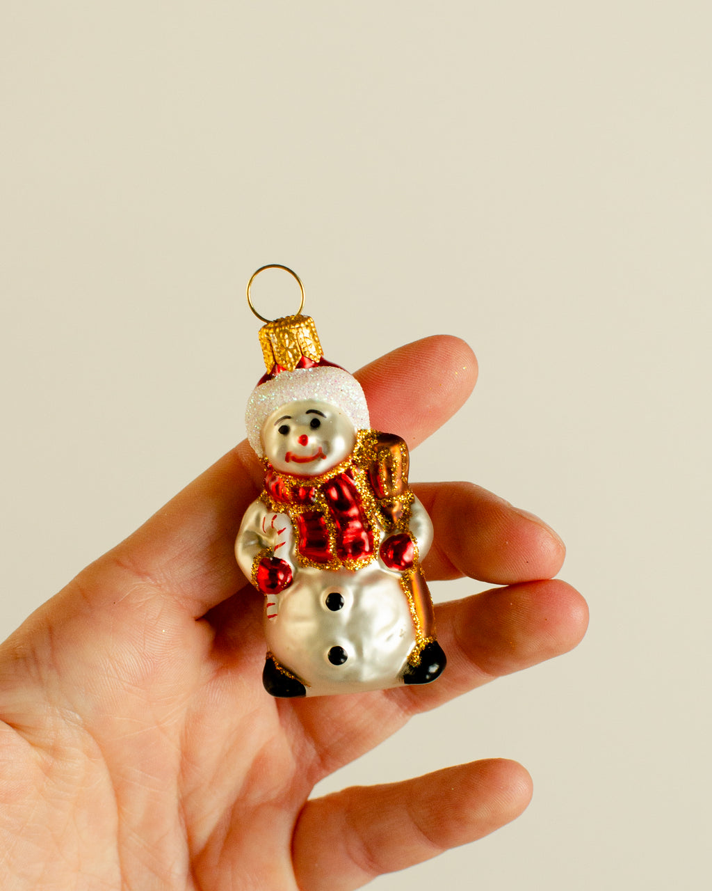 Snowman with Scarf Ornament Red Small