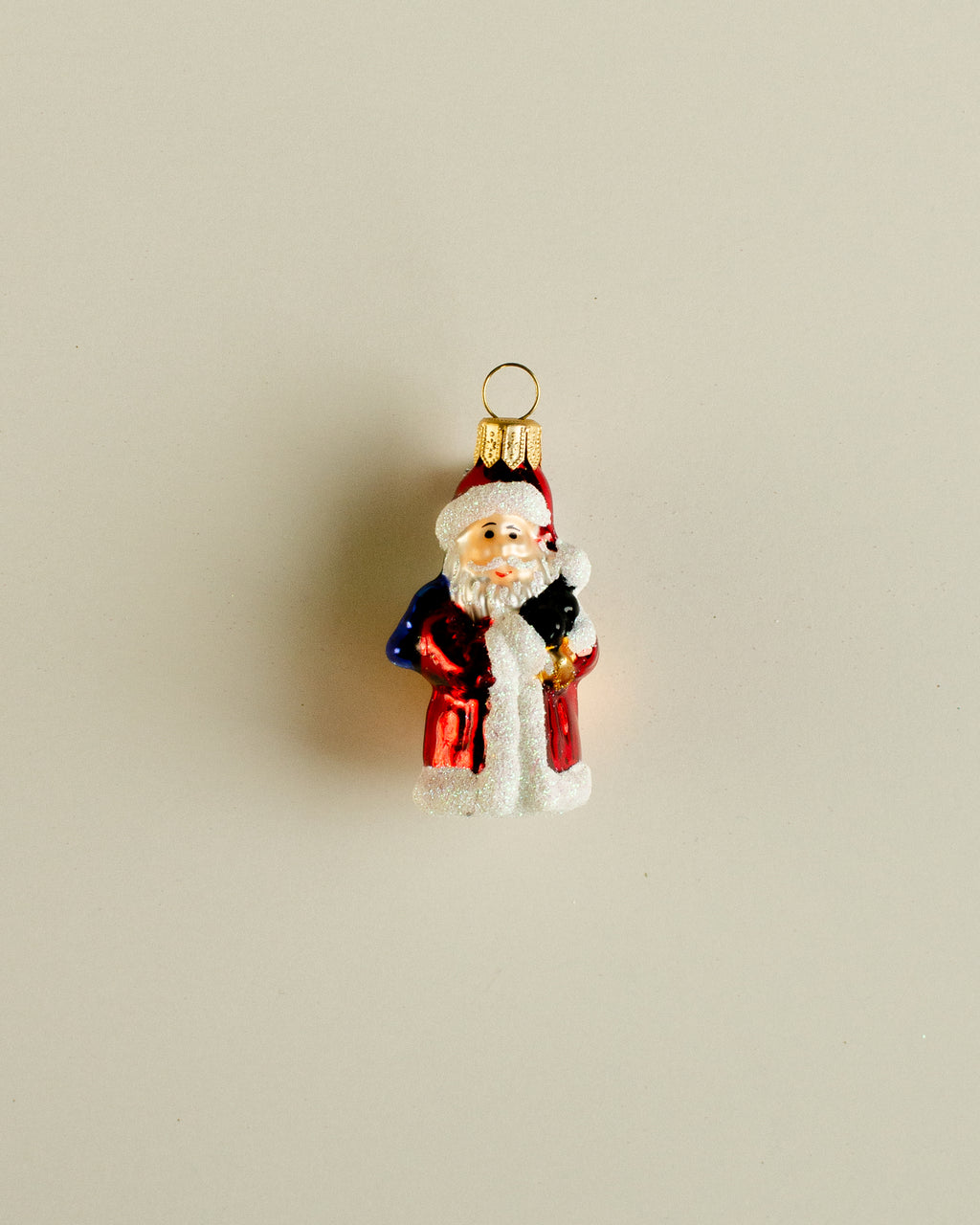 Santa with Gifts Ornament Blue Small
