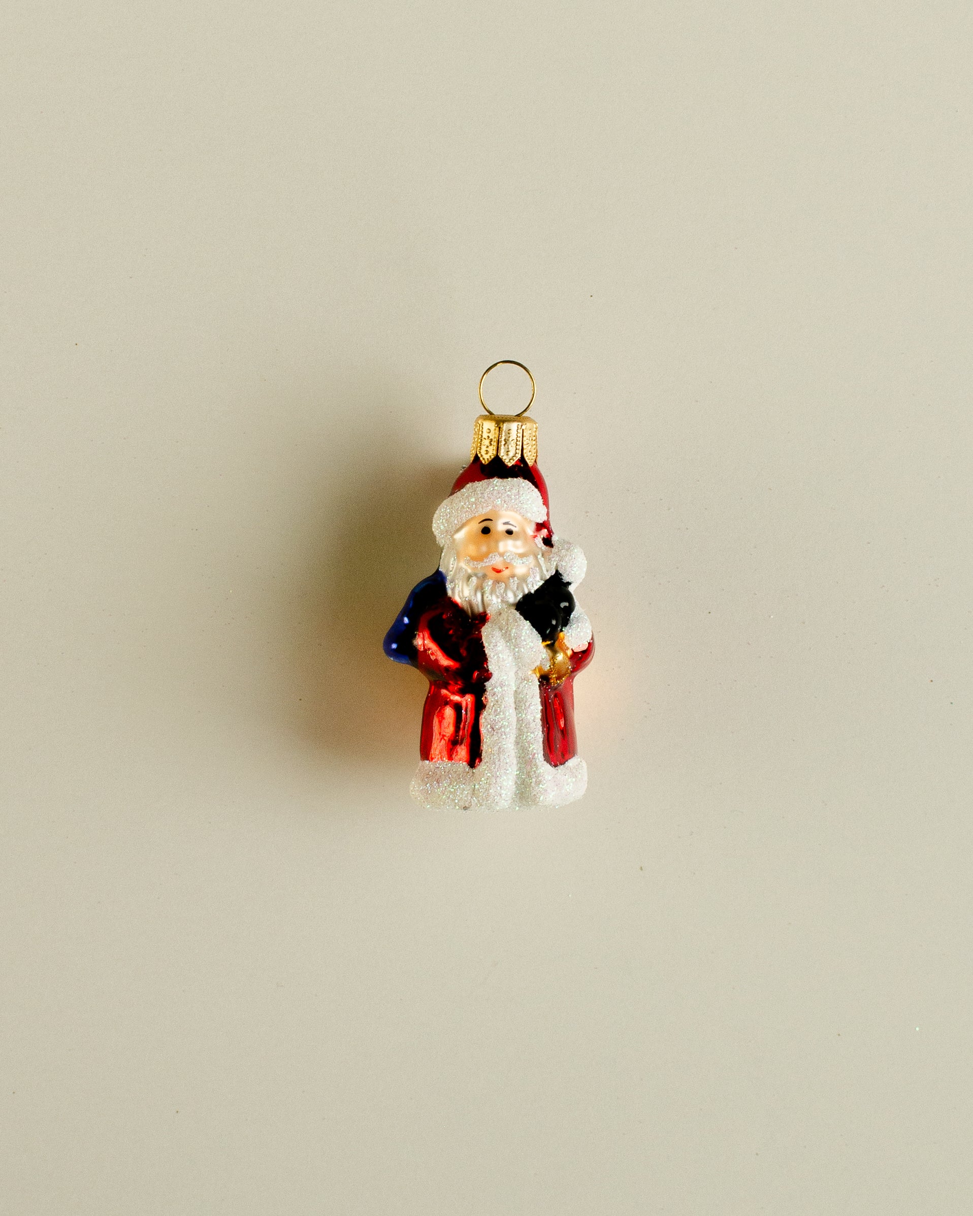 Santa with Gifts Ornament Blue Small