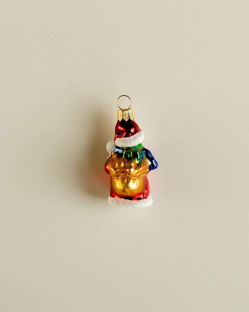 Santa with Gifts Ornament Blue Small