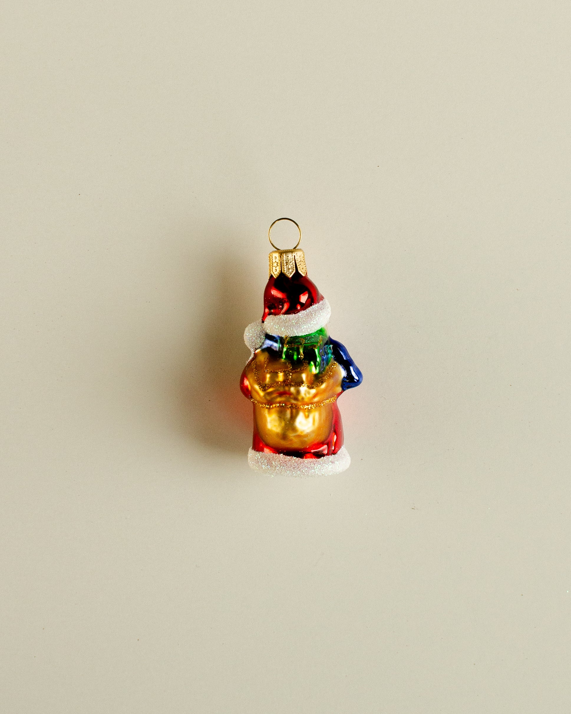 Santa with Gifts Ornament Blue Small