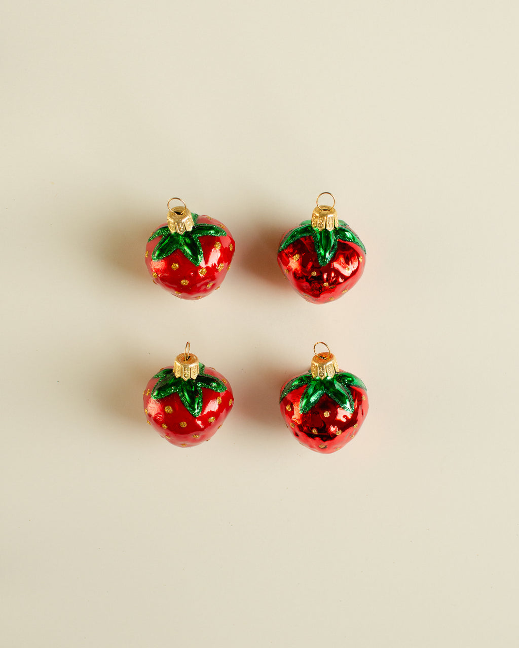 Strawberry Ornament Small Set of 4