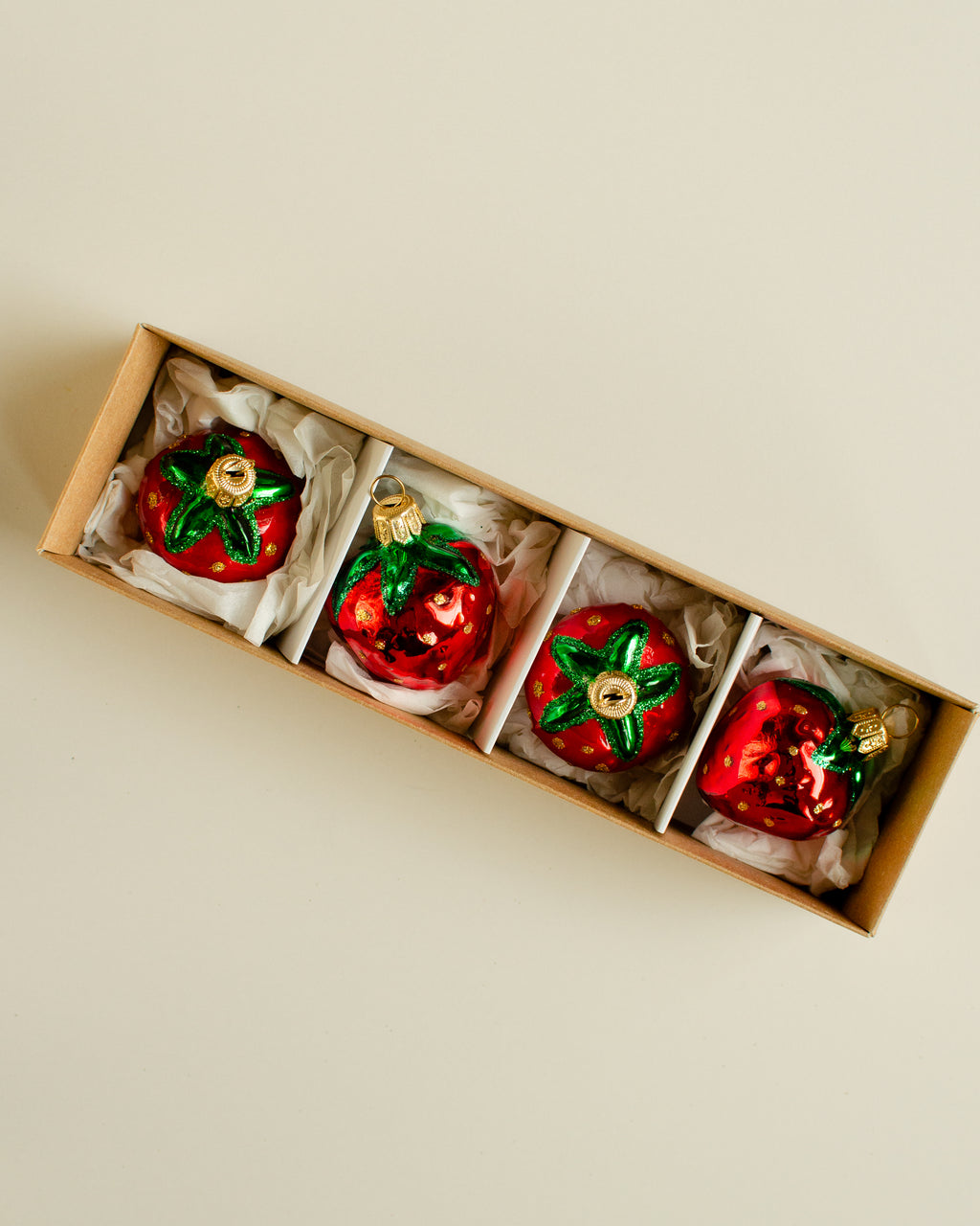 Strawberry Ornament Small Set of 4