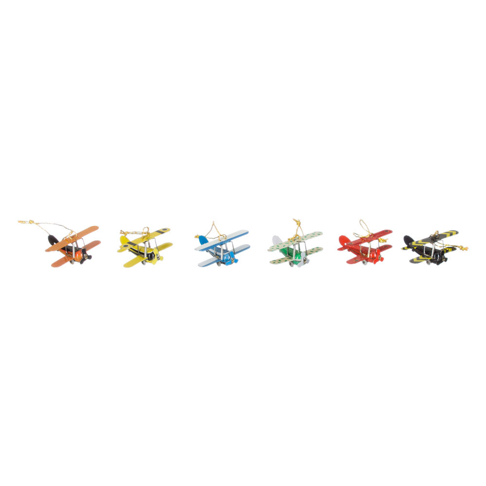 Airplanes Tin Ornament Set of 6