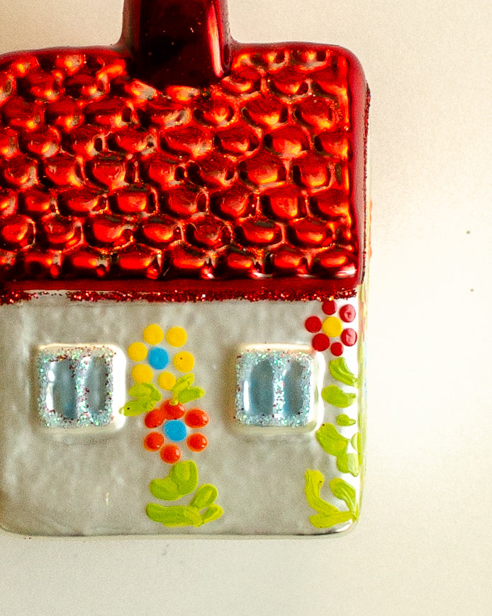 House with Red Roof Ornament Medium