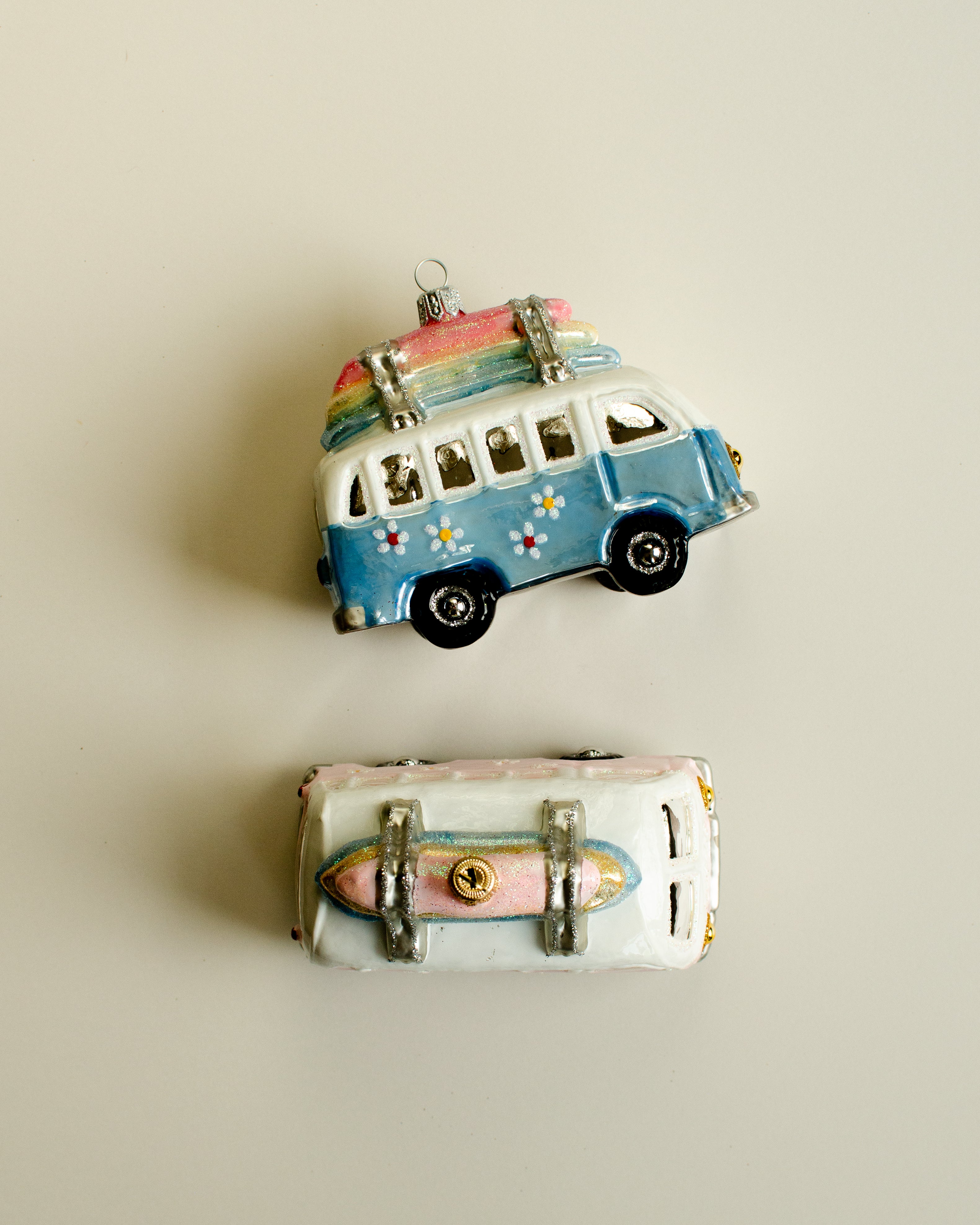 VW Camper Van Blue Ornament Large