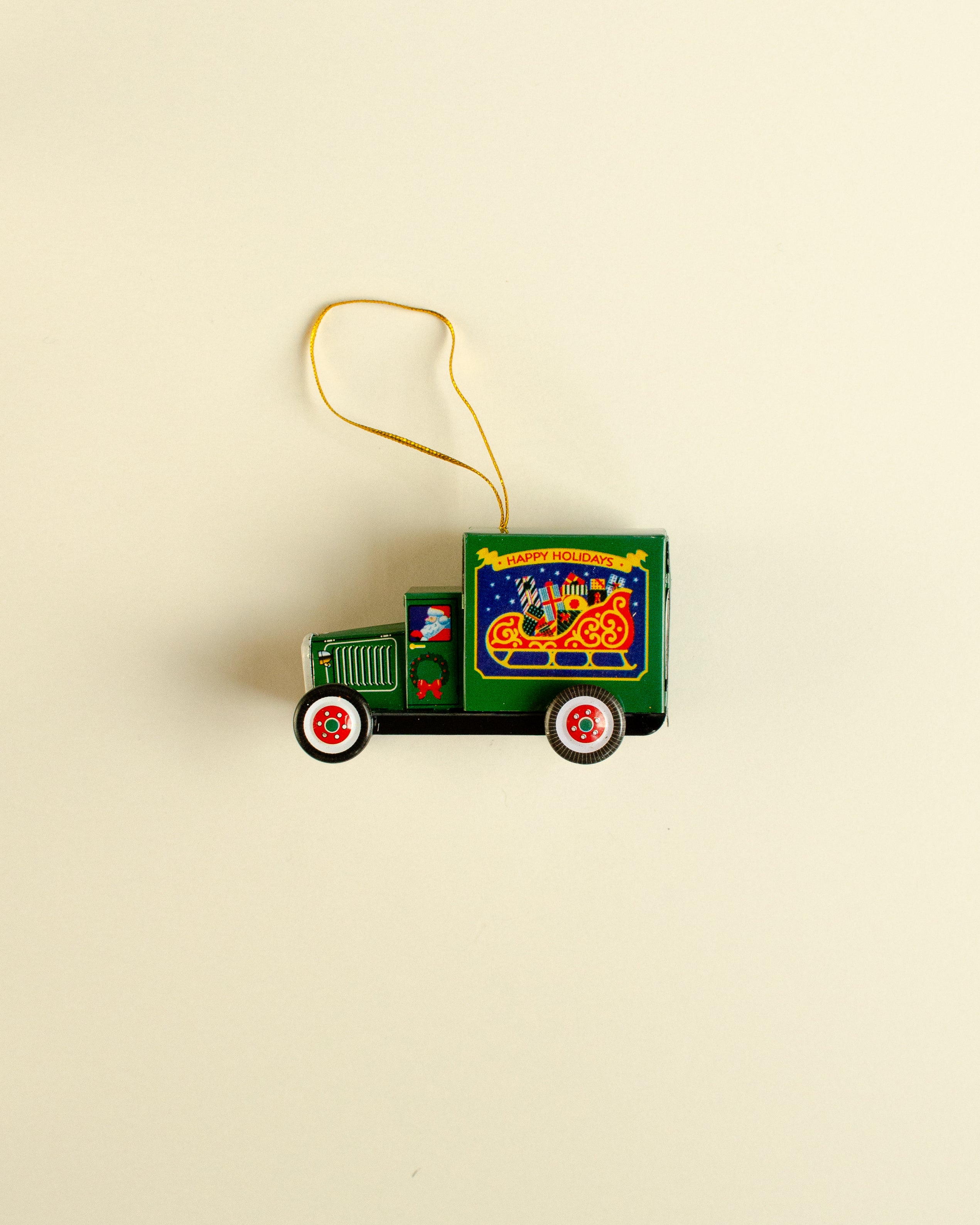 Christmas Truck Green Tin Ornament
