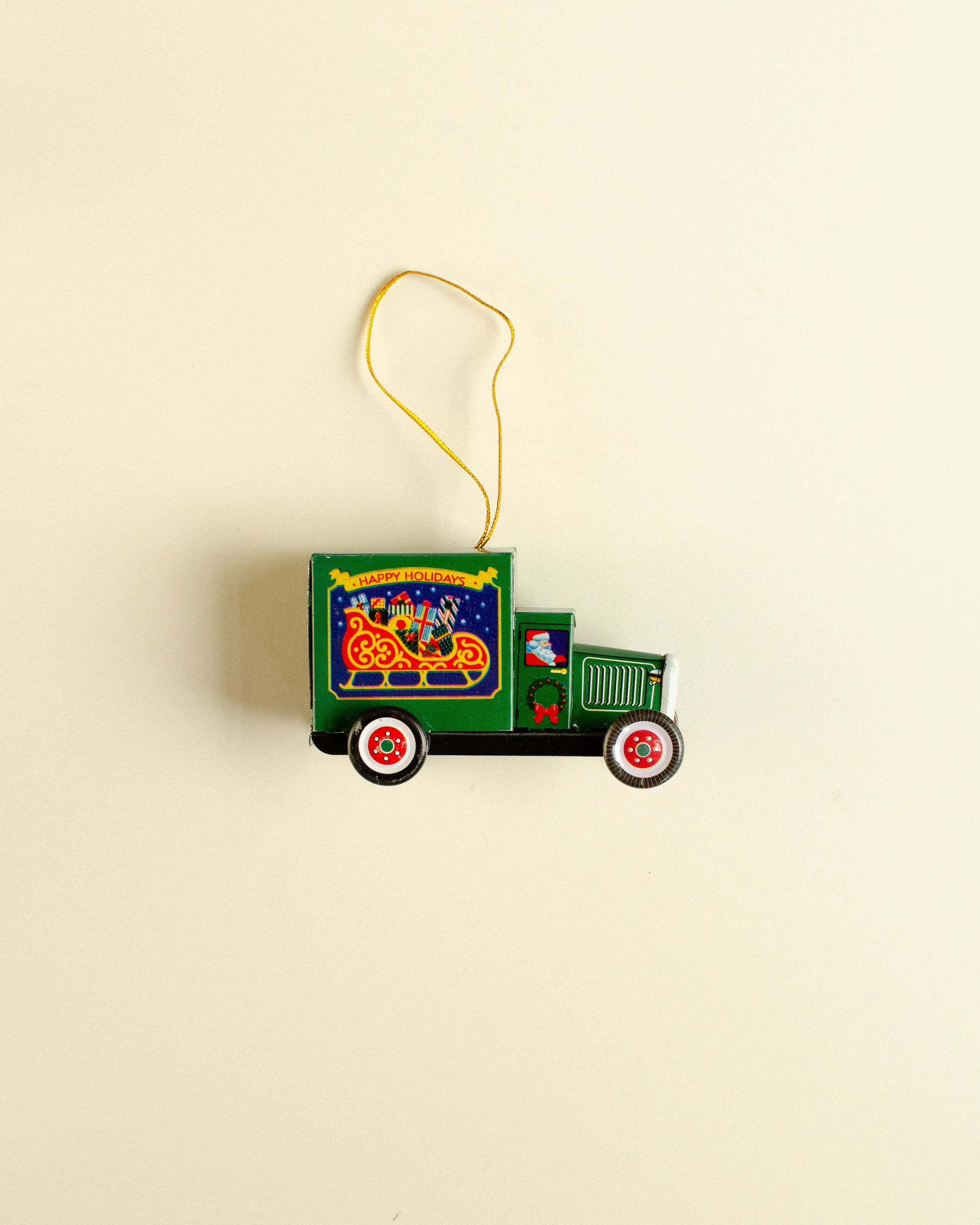 Christmas Truck Green Tin Ornament
