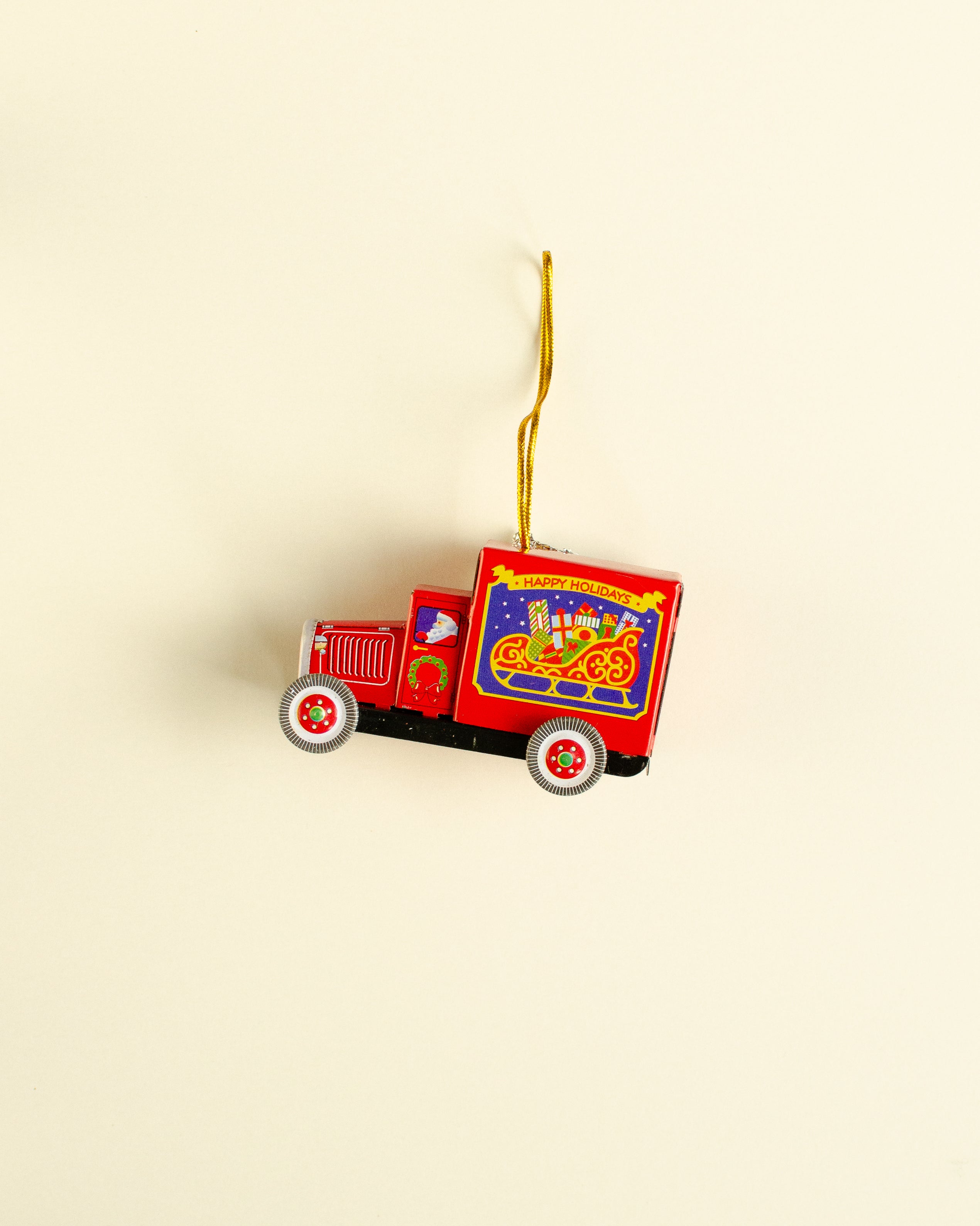 Christmas Truck Red Tin Ornament