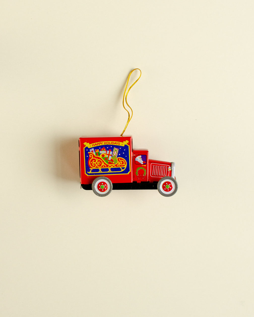 Christmas Truck Red Tin Ornament