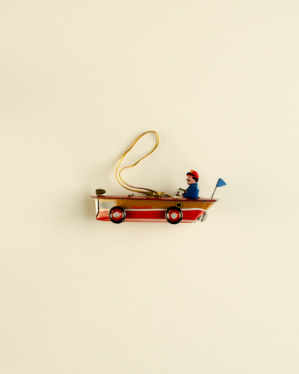 Speedboat Blue Tin Ornament