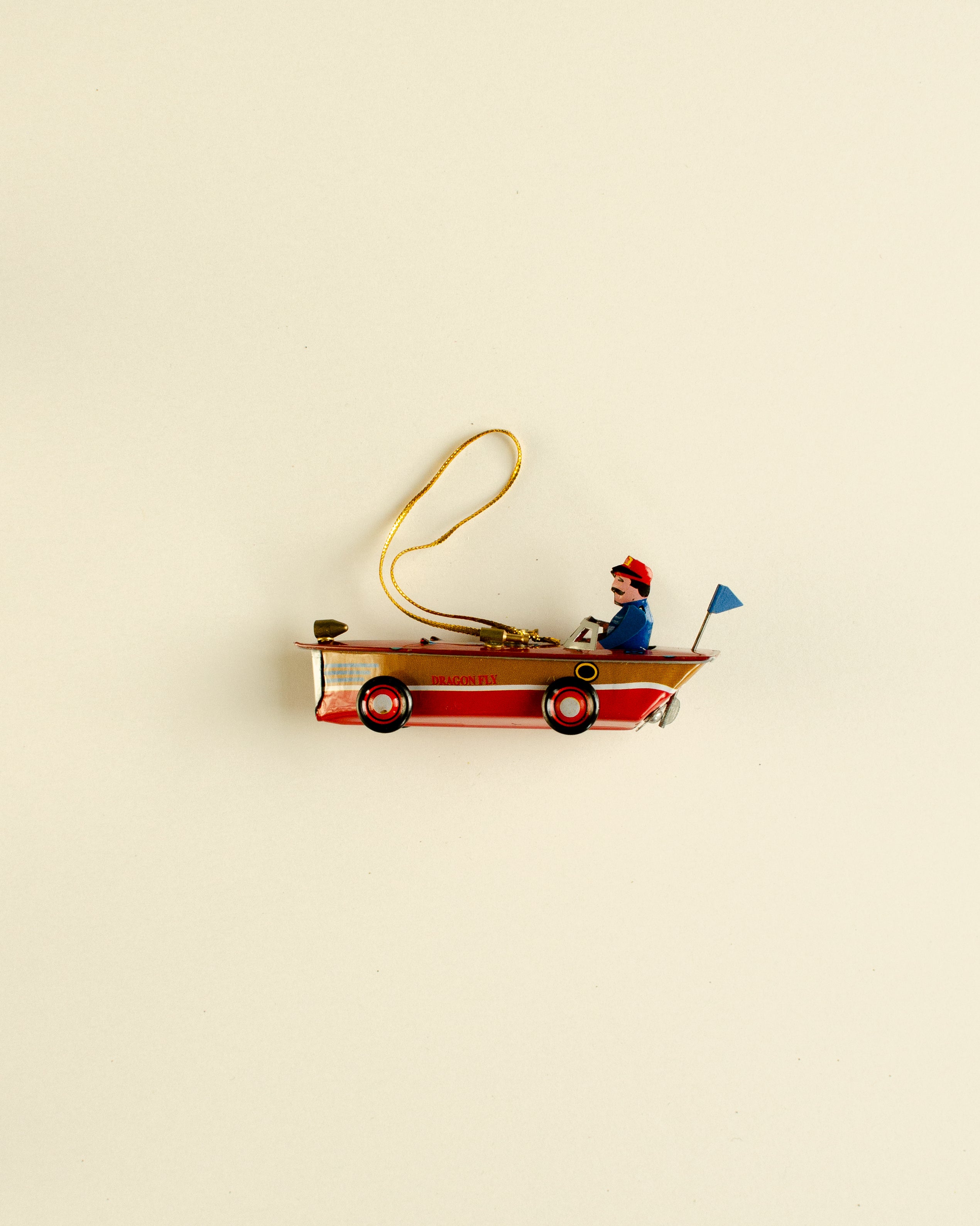 Speedboat Blue Tin Ornament