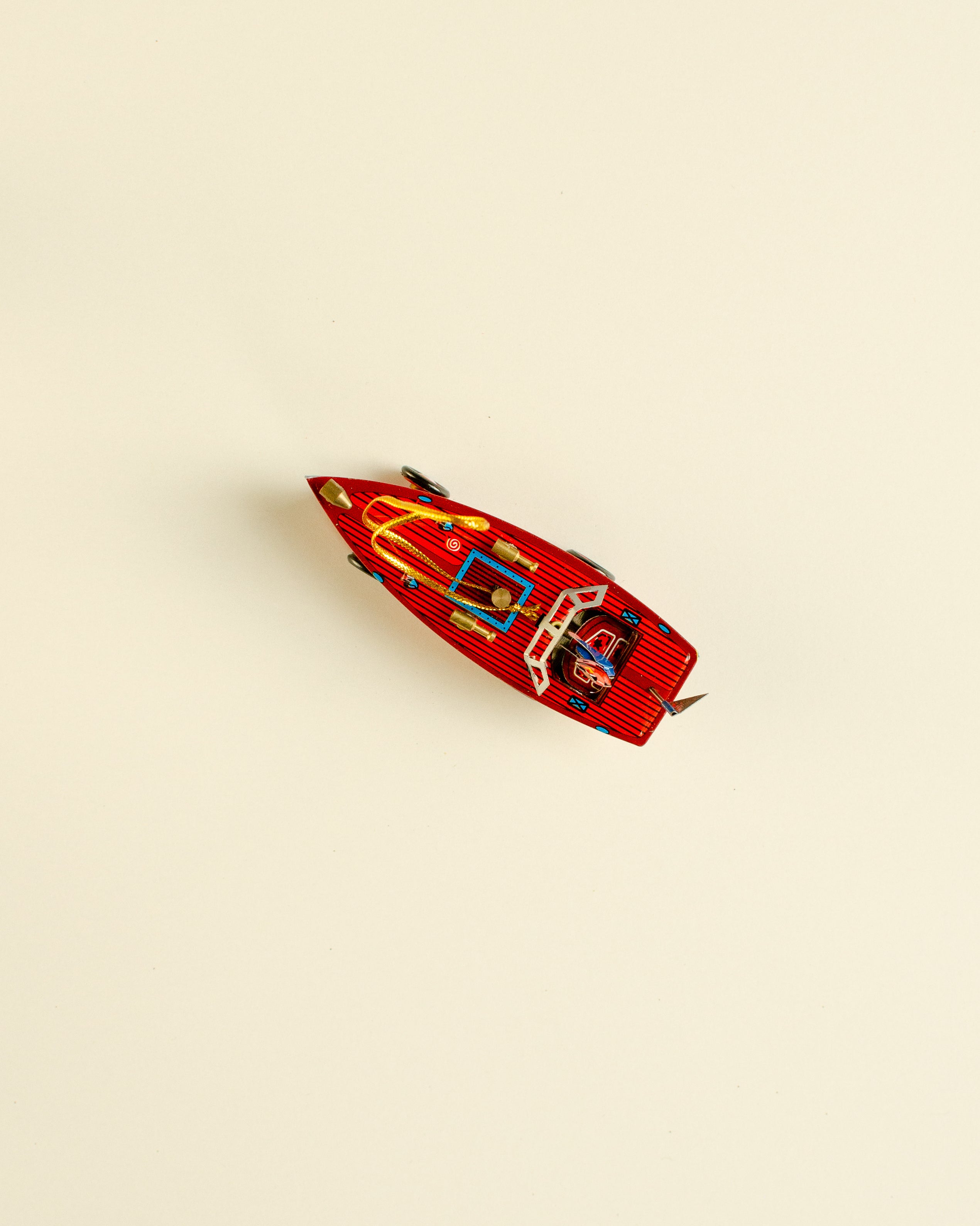 Speedboat Blue Tin Ornament
