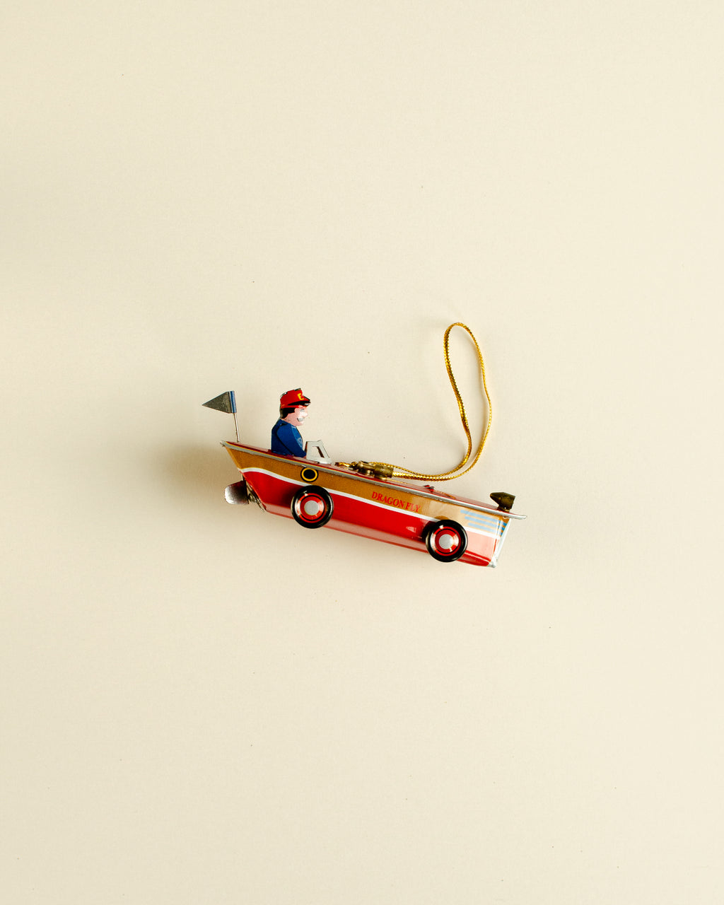 Speedboat Blue Tin Ornament