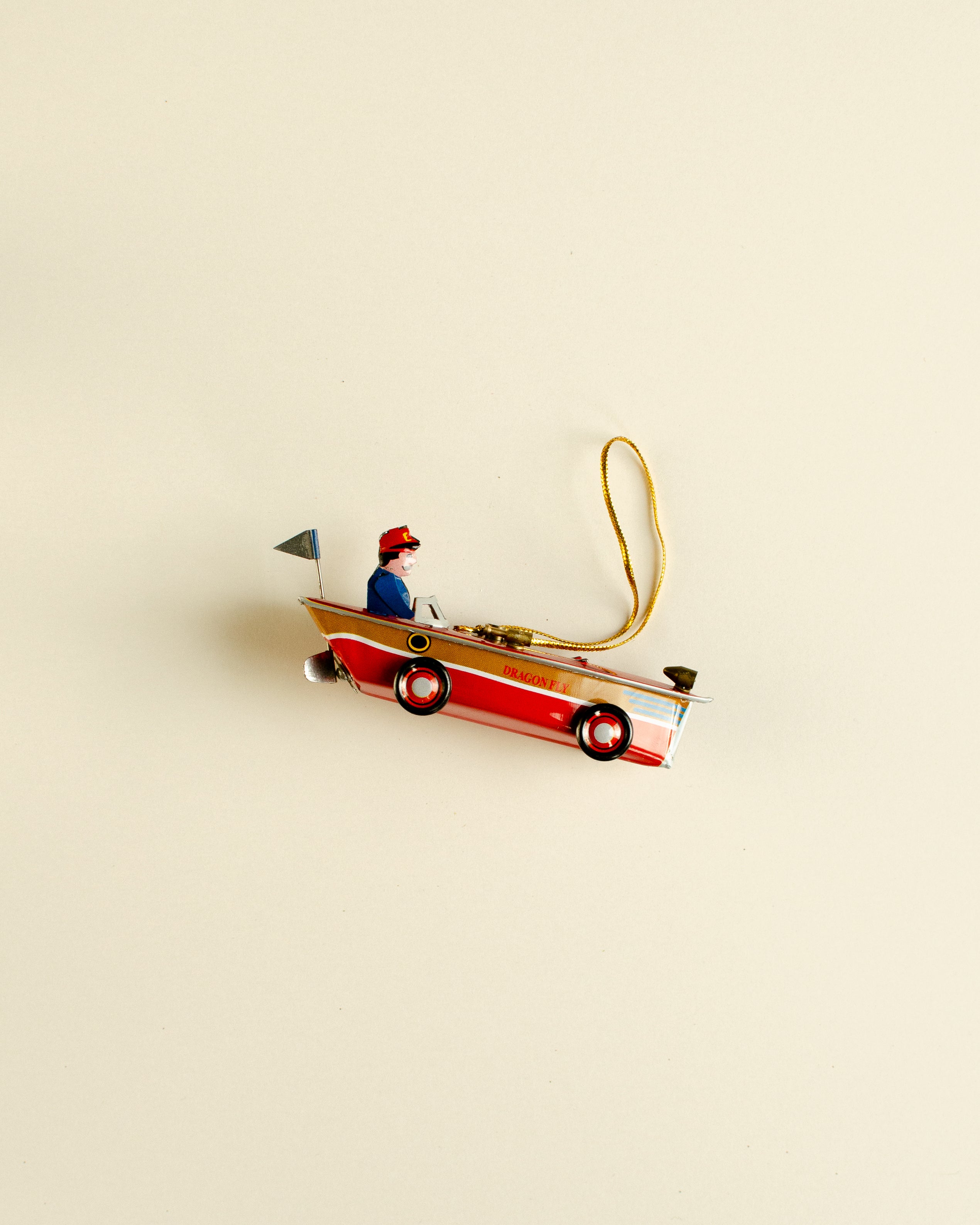 Speedboat Blue Tin Ornament