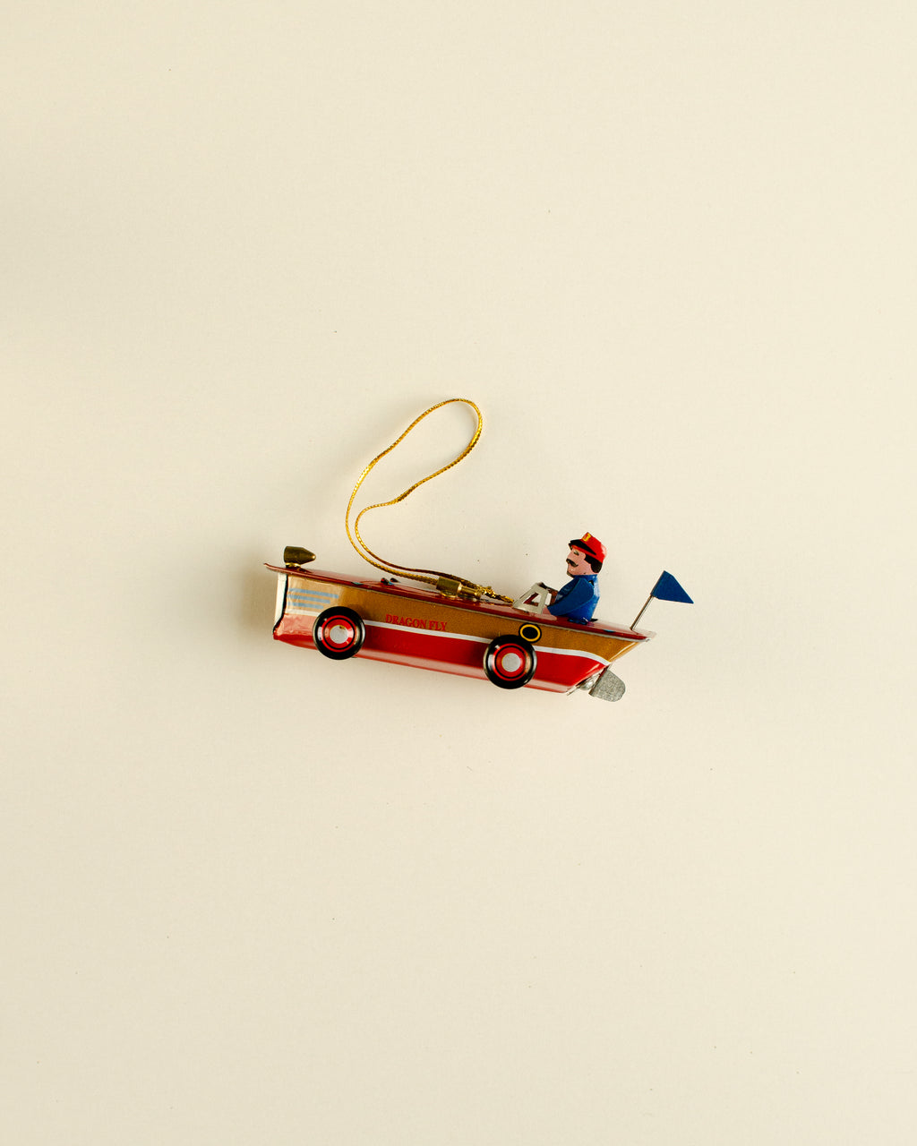 Speedboat Blue Tin Ornament