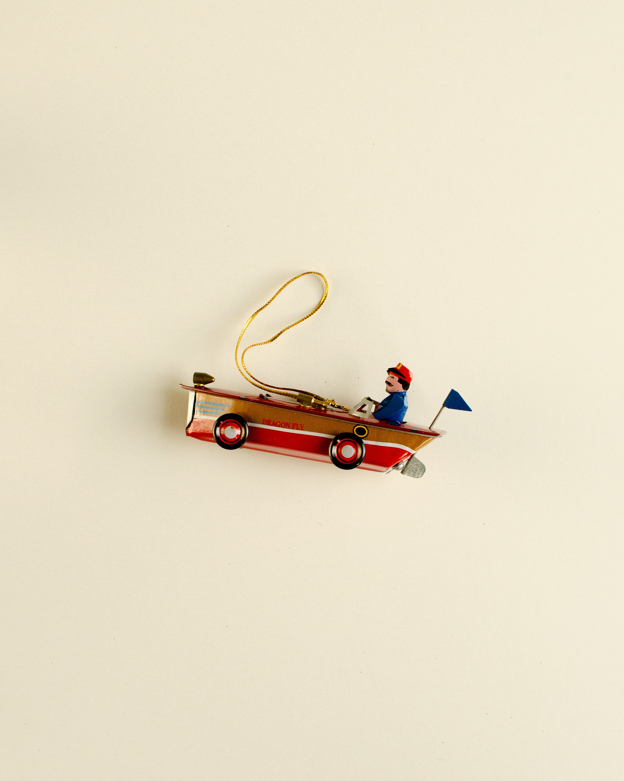 Speedboat Blue Tin Ornament