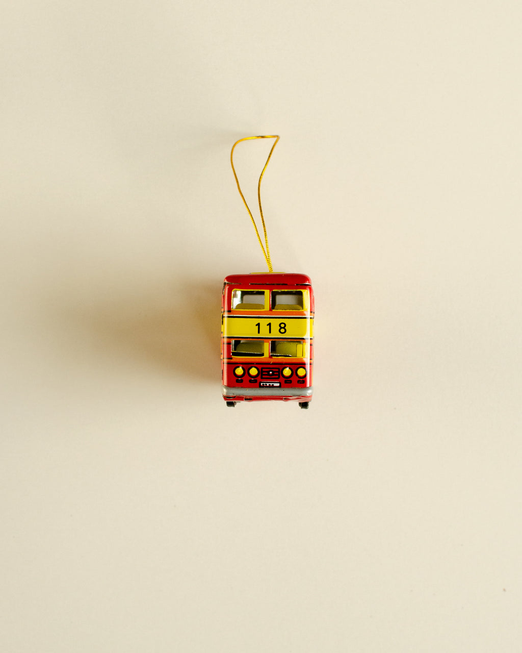 Dubbel-decker Red Bus Tin Ornament