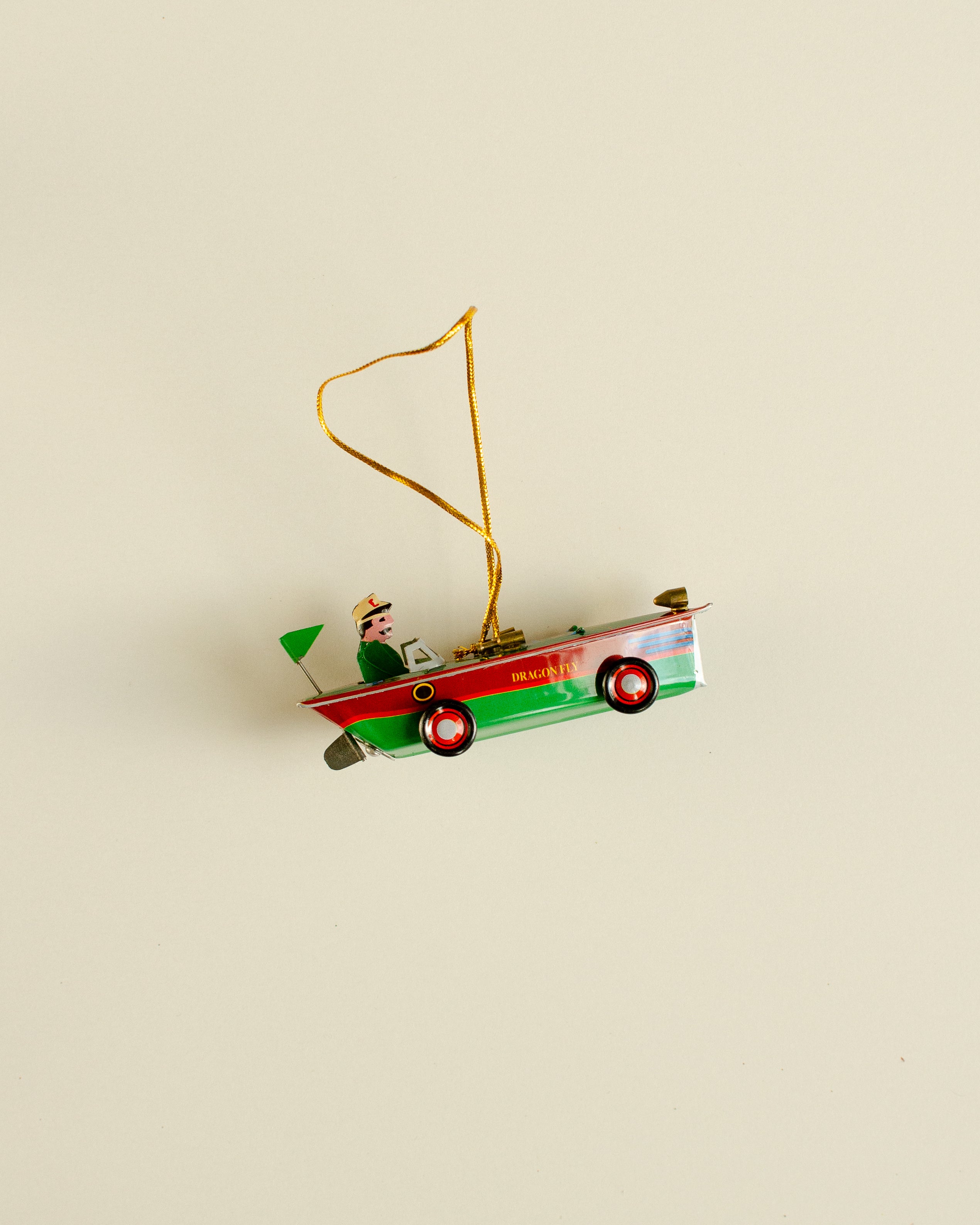 Speedboat Green Tin Ornament